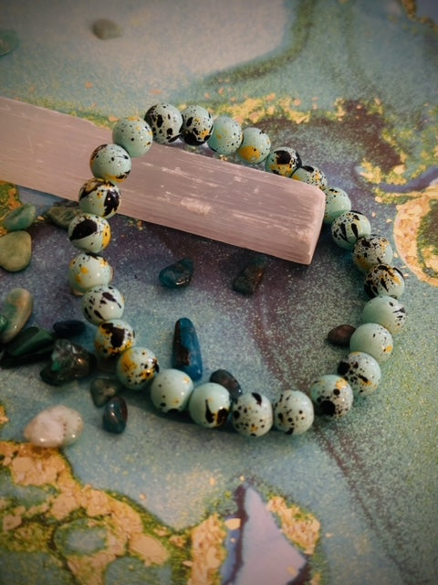 Turquoise marble glass beaded Bracelet